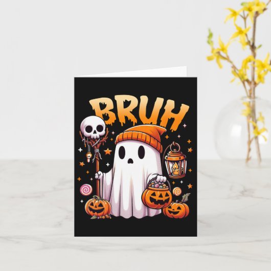 Bruh Ghost Halloween Niedlich Ghost Trick oder Tre Karte (Gelbe Blume)