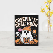 Bruh Ghost Halloween Niedlich Ghost Trick oder Tre Karte (Gelbe Blume)