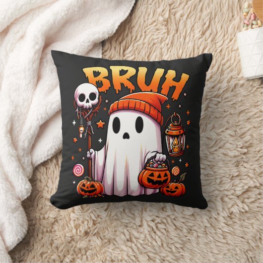 Bruh Ghost Halloween Niedlich Ghost Trick oder Tre Kissen (Decke)