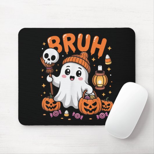 Bruh Ghost Halloween Niedlich Ghost Trick oder Tre Mousepad (Mit Mouse)