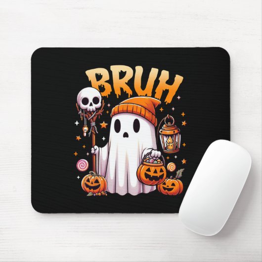 Bruh Ghost Halloween Niedlich Ghost Trick oder Tre Mousepad (Mit Mouse)