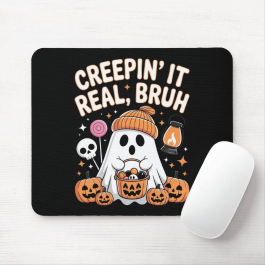 Bruh Ghost Halloween Niedlich Ghost Trick oder Tre Mousepad (Mit Mouse)