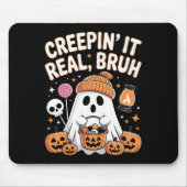 Bruh Ghost Halloween Niedlich Ghost Trick oder Tre Mousepad (Vorne)