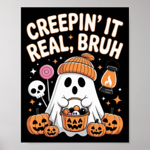 Bruh Ghost Halloween Niedlich Ghost Trick oder Tre Poster