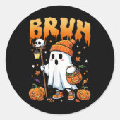 Bruh Ghost Halloween Niedlich Ghost Trick oder Tre Runder Aufkleber (Vorderseite)