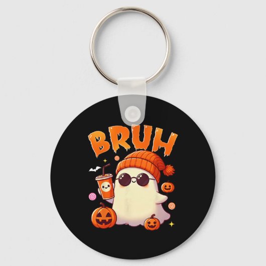 Bruh Ghost Halloween Niedlich Ghost Trick oder Tre Schlüsselanhänger (Vorderseite)