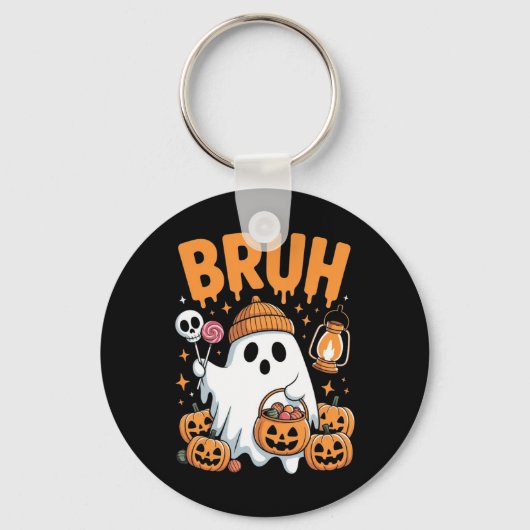 Bruh Ghost Halloween Niedlich Ghost Trick oder Tre Schlüsselanhänger (Vorderseite)