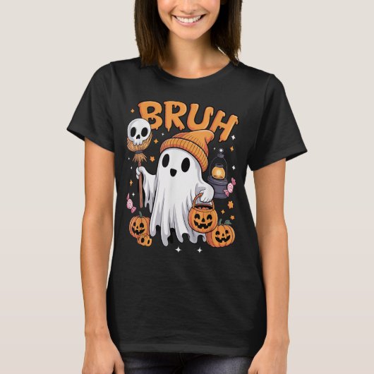 Bruh Ghost Halloween Niedlich Ghost Trick oder Tre T-Shirt (Vorderseite)