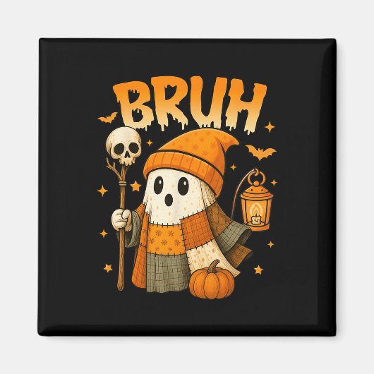 Bruh Ghost Halloween Niedlich Platwork Ghost Trick Magnet (Vorne)