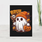 Bruh Ghost Happy Halloween Trick Or Treat Pumpkin Karte (Vorderseite)