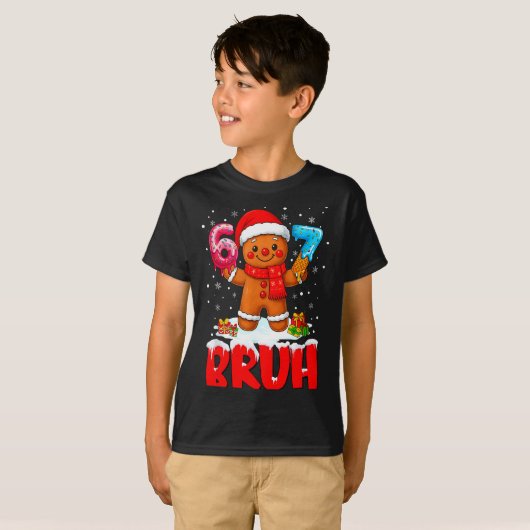 Bruh Gingerbread Six Seven 67 Ice Cream Drip Chris T-Shirt (Vorne ganz)
