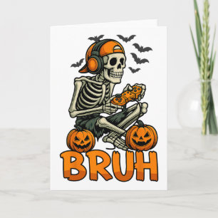 Bruh Halloween Boys Kids Gamer Mens Skeleton Video Karte
