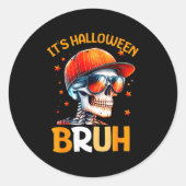 Bruh Halloween Boys Kids Halloween Skeleton Runder Aufkleber (Vorderseite)
