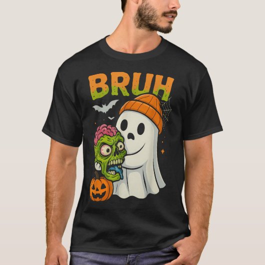 Bruh Halloween Ghost Zombie Brain Hunting T-Shirt (Vorderseite)