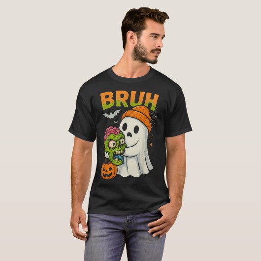 Bruh Halloween Ghost Zombie Brain Hunting T-Shirt (Vorne ganz)