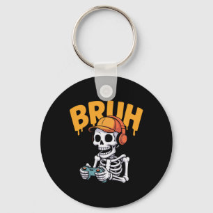 Bruh Halloween Jungen Kinder Gamer Männer Skelett  Schlüsselanhänger