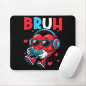 Bruh Heart Gamer Video Gaming Controller Valentins Mousepad (Mit Mouse)