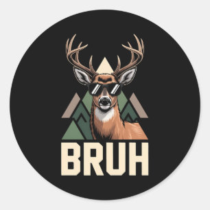 Bruh Hirsch Lustiger Hirsch Jagd Camo Hut Jugend K Runder Aufkleber