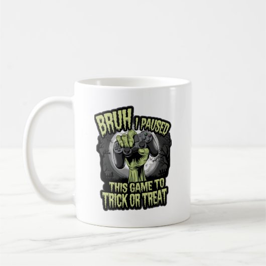 Bruh I hat dieses Spiel zum Trick oder Treat Funny Kaffeetasse (Links)