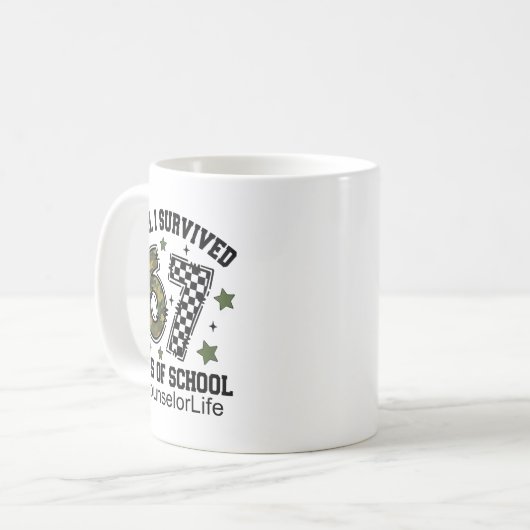 Bruh I Survived 67 Days Camo Checkered Counselor L Kaffeetasse (Vorderseite Links)