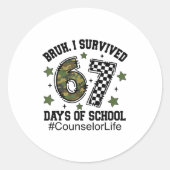 Bruh I Survived 67 Days Camo Checkered Counselor L Runder Aufkleber (Vorderseite)