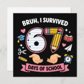 Bruh I survived 67 days of school Dankeskarte (Vorne/Hinten)