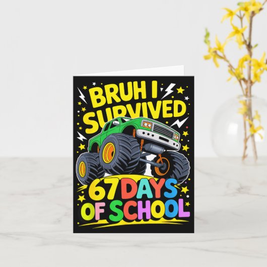 Bruh I Survived 67 Days Of School Six Seven Meme T Karte (Gelbe Blume)