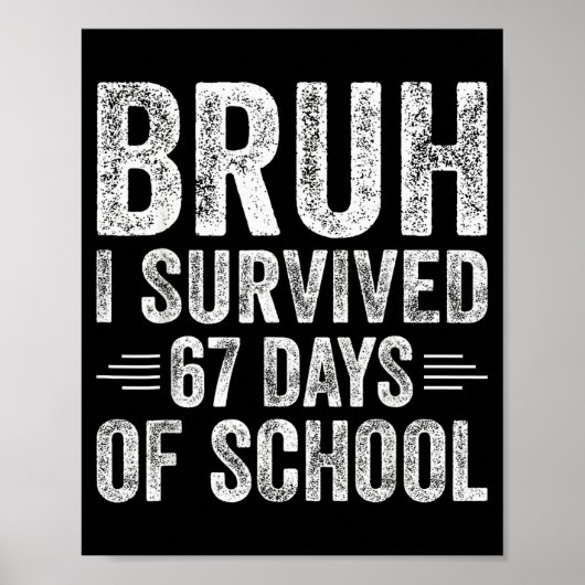 Bruh I Survived 67 Days Of School Teachers Kids Si Poster (Vorne)