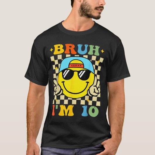 Bruh I'm 10 Years Old Blue Birthday Boys 10th Birt T-Shirt (Vorderseite)