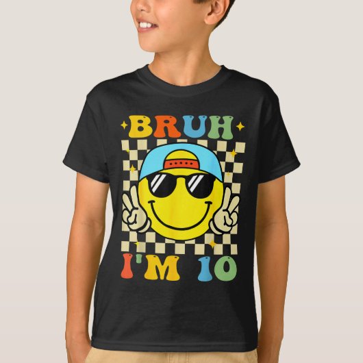 Bruh I'm 10 Years Old Blue Birthday Boys 10th Birt T-Shirt (Vorderseite)