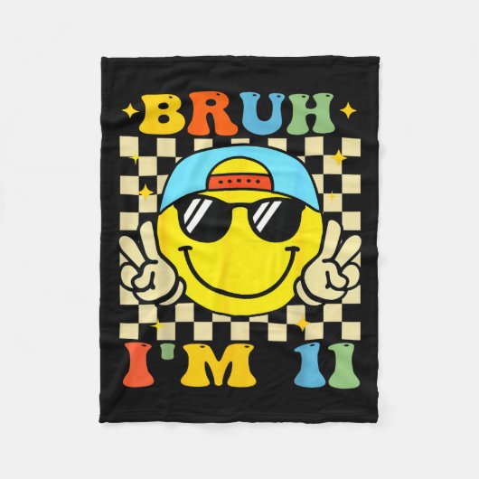 Bruh I'm 11 Years Old Blue Birthday Boys 11th Birt Fleecedecke (Vorderseite)