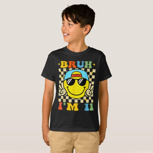 Bruh I'm 11 Years Old Blue Birthday Boys 11th Birt T-Shirt (Vorne ganz)