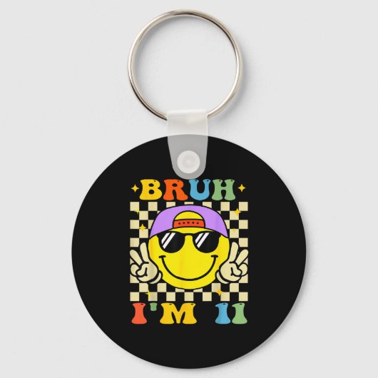 Bruh I'm 11 Years Old Purple Birthday Boys 11th Bi Schlüsselanhänger (Vorderseite)