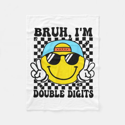 Bruh I'm Double Digits 10 Year Old Boy Birthday 10 Fleecedecke (Vorderseite)