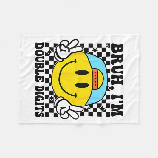 Bruh I'm Double Digits 10 Year Old Boy Birthday 10 Fleecedecke (Vorderseite (Horizontal))