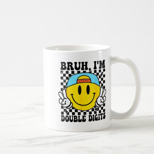 Bruh I'm Double Digits 10 Year Old Boy Birthday 10 Kaffeetasse (Rechts)