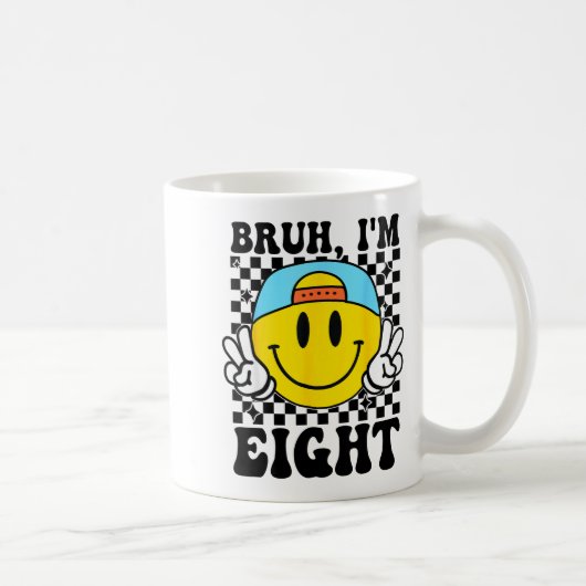 Bruh I'm Eight 8 8th Birthday Groovy Boys Girls 8 Kaffeetasse (Rechts)