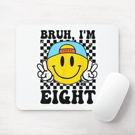 Bruh I'm Eight 8 8th Birthday Groovy Boys Girls 8 Mousepad (Mit Mouse)