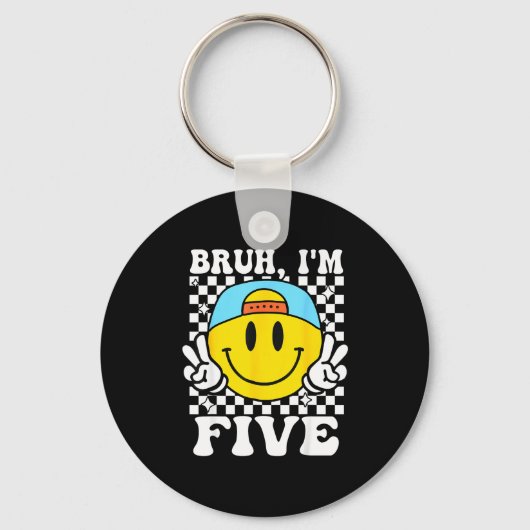 Bruh I'm Five 5 5th Birthday Groovy Boys Girls 5 Y Schlüsselanhänger (Vorderseite)