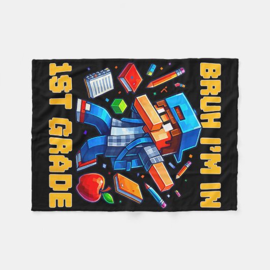 Bruh I'm In 1st Grade Dabbing Gamer Ck To School G Fleecedecke (Vorderseite (Horizontal))