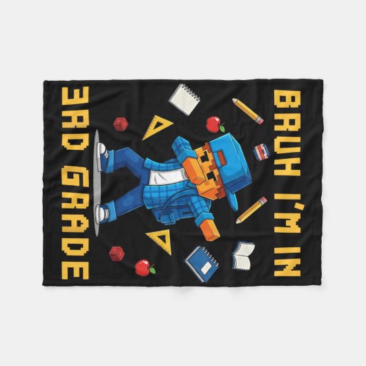 Bruh I'm In 3rd Grade Dabbing Cute Gamer Ck To Sch Fleecedecke (Vorderseite (Horizontal))
