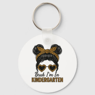 Bruh Im Kindergarten, Messy Bun Leopard Schlüsselanhänger