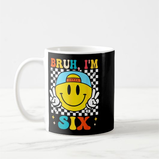 Bruh I'm Six 6 6th Birthday Groovy Boys Girls 6 Ye Kaffeetasse (Links)
