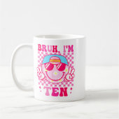 Bruh I'm Ten 10 10th Birthday Girls Groovy 10 Year Kaffeetasse (Links)