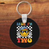 Bruh I'm Two 2 Groovy 2nd Birthday Boys Girls 2 Ye Schlüsselanhänger (Vorderseite)