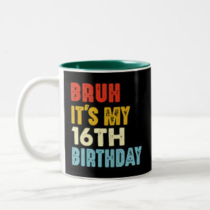 Bruh ist mein 16. Geburtstag, 16 Jahre alt Zweifarbige Tasse