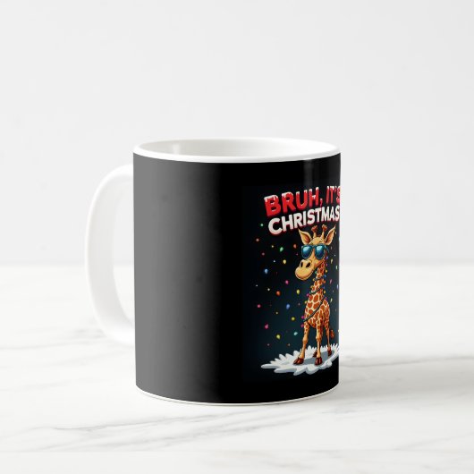 Bruh It's Christmas Giraffe Funny Dabbing Long Sle Kaffeetasse (Vorderseite Links)