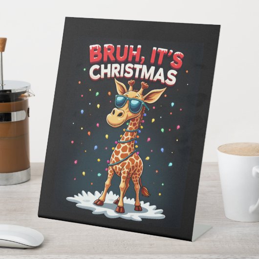 Bruh It's Christmas Giraffe Funny Dabbing Long Sle Sockelschild (In Situ)