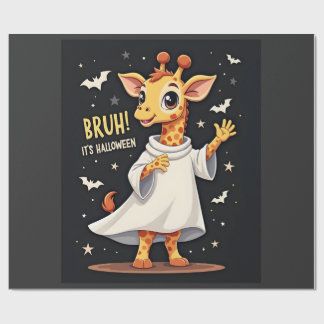 Bruh Its Halloween Funny Dabbing Ghost Giraffe Lon Geschenkpapier