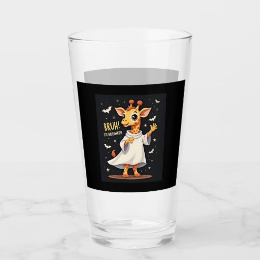 Bruh Its Halloween Funny Dabbing Ghost Giraffe Lon Glas (Vorderseite)